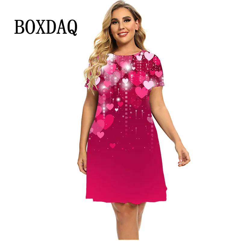 Gradiënt Elegante Dames Jurken Zomer Mode Korte Mouw A-Lijn Feestjurk Vrouwen Casual Bloemenprint Losse Kleding Oversized