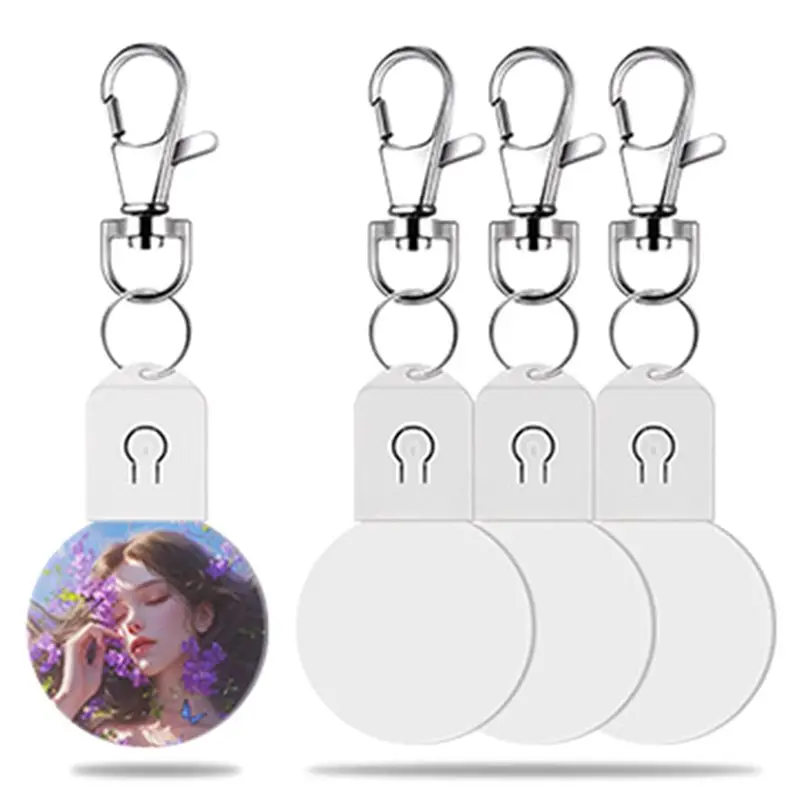 ABKW-4PCS LED Sublimation Blank Keychain Acrylic Lighted Transfer DIY Crafts Fall Thanksgiving Christmas Keychain Gift Ellipse