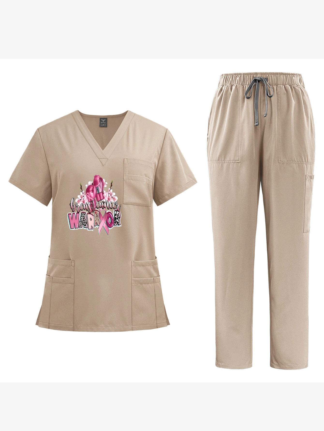 Custom Print V-Neck Short-Sleeve Medical Set Unisex Nurse Overalls  Wear-Resistant Disinfection-Resistant Work Uniform