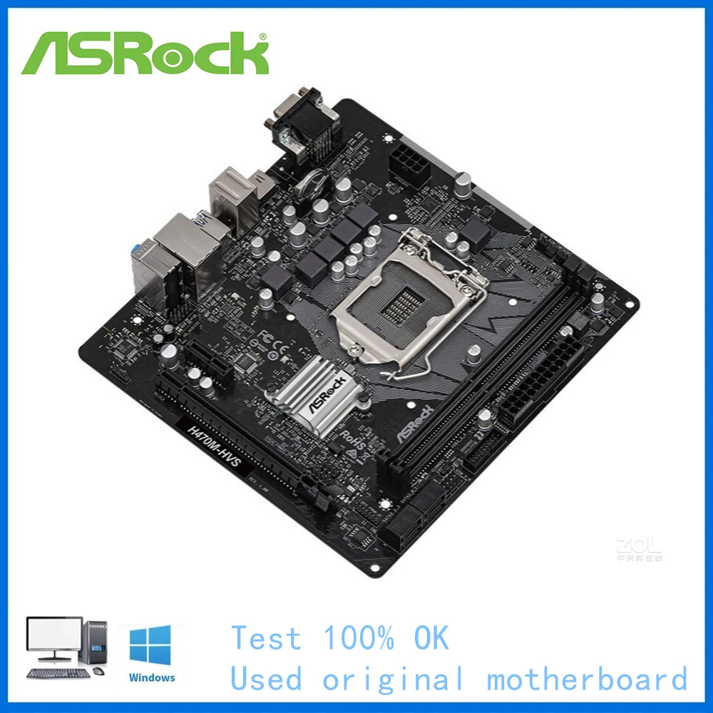 Imagem -06 - Motherboard Usado para Asrock H470m-hvs Motherboard Soquete Lga1200 Ddr4 Desktop Mainboard Suporte 10400 10700 H470