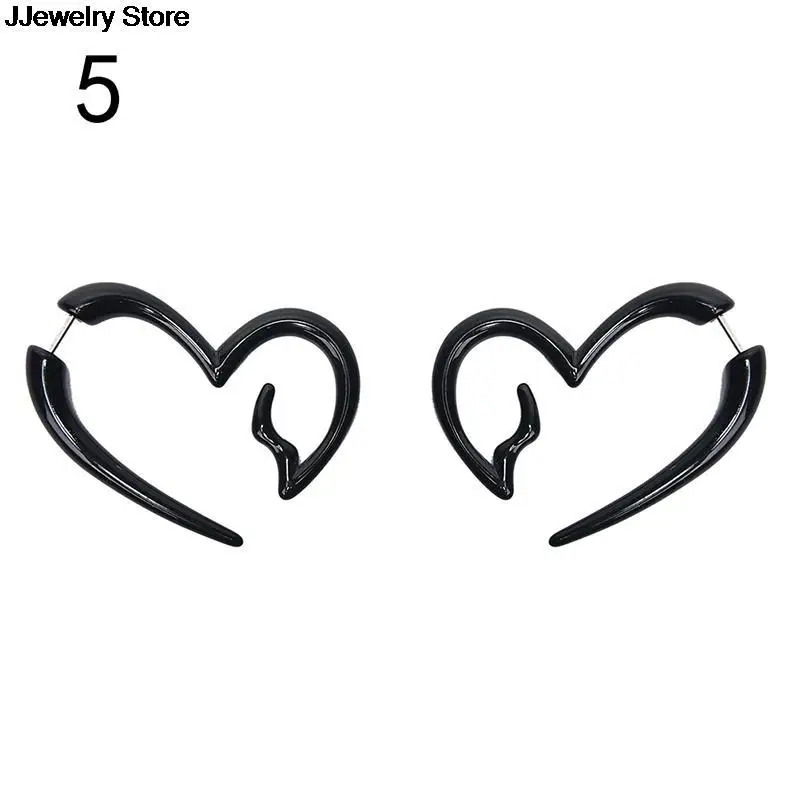 1pair Punk Tribal Spiral Fake Gauges Acrylic Ear Tapers Fake Plugs Horn Stud Earrings Wing Faux Fake Plugs Piercings Body Black