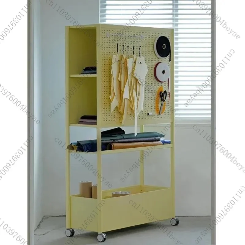 Wheel movable storage Storage rack Household color Floor-to-ceiling multi-layer metal rack with hole plate