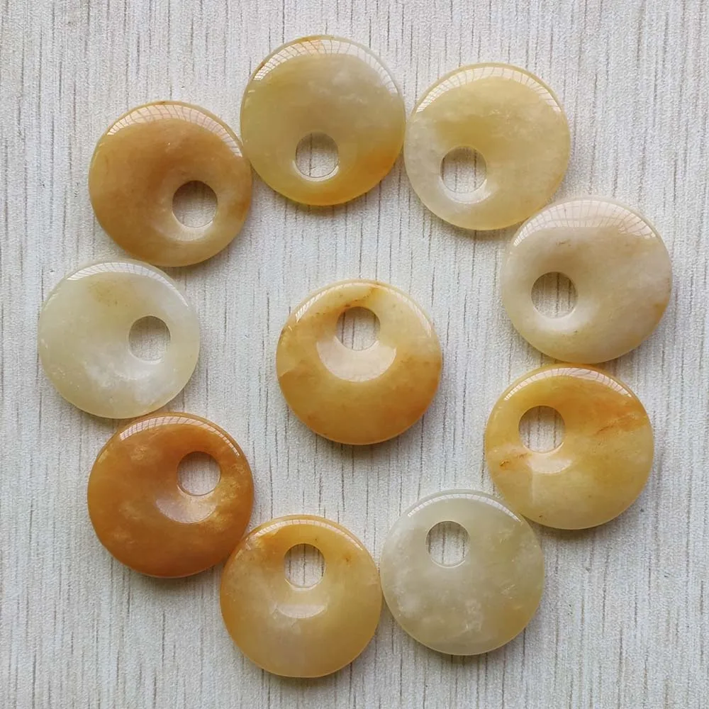 

Natural yellow jade Fashion gogo donut pendants for Jewelry Accessories making gifts Wholesale 10pcs/lot free shipping