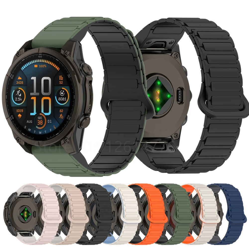 QuickFit Silicone Magnetic Strap For Garmin Fenix 8 51mm 43mm 47mm Epix Pro bracelet For fenix7 7X 7S 6 6S 6X 5S 5 5X Watch Band