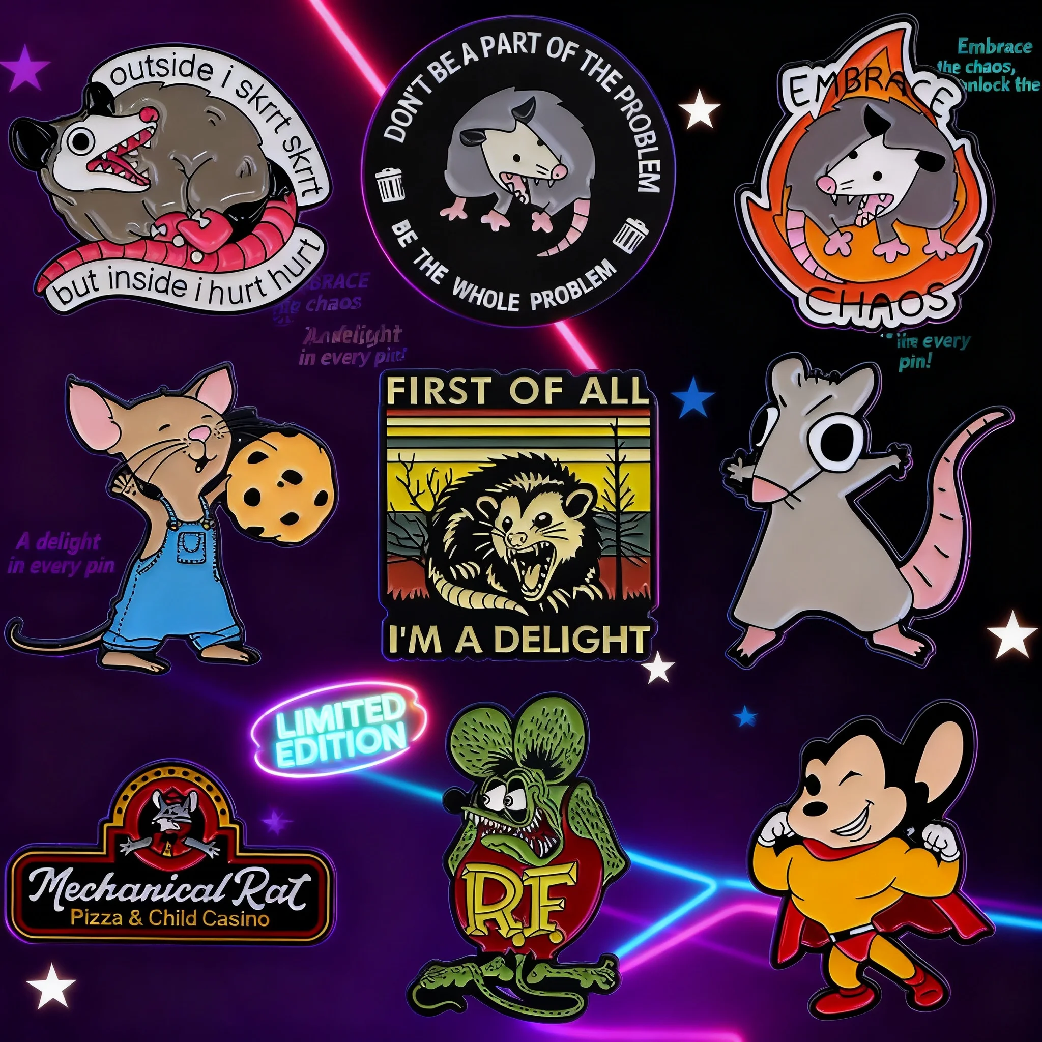 

Cartoon Rat Opossum Brooch Badge Clothing Backpack Accessory Pin Alloy Enamel Brooch Cross Border Stock Wholesale