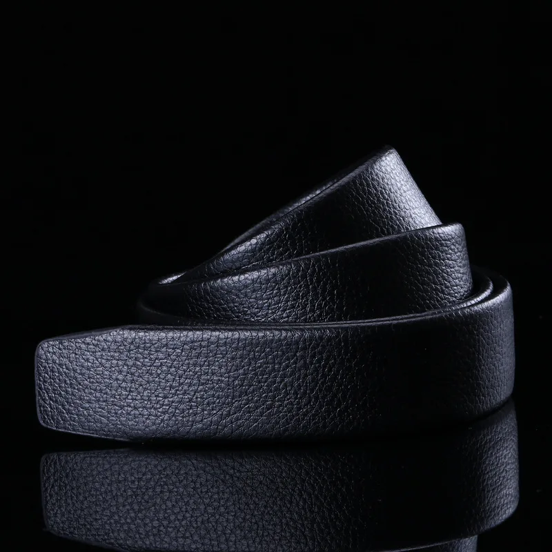 男性用フルグレインレザーベルト,デラックス本革,バックルなし,リボンストラップ,自動