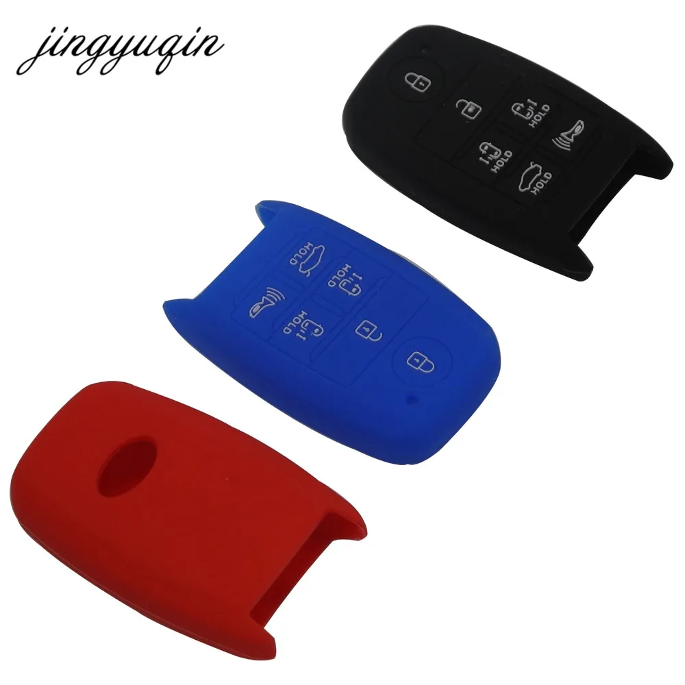 

jingyuqin 30pcs/lot Silicone Skin Key fob Case for KIA Grand Carnival Sorento Sedona 6 Button Smart Remote KeyLess Cover