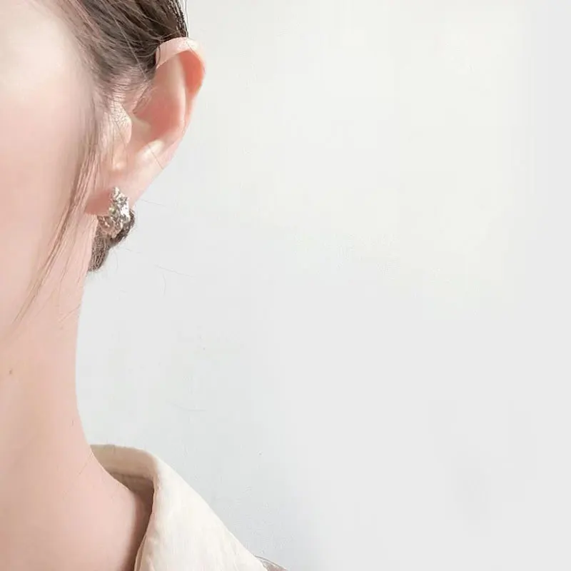PANJBJ  925 Sterling Silver Dragon Irregular Earring for Women Girl Texture Punk Ethnic  Personality Jewelry Gift Dropshipping