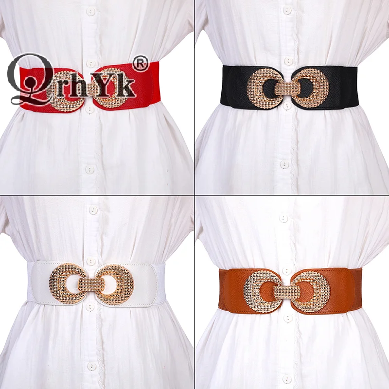 

New Fashion Ladies Decorated Elastic Wide Belt Buckle Dress Sweater Belts for Women