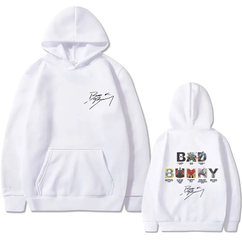 

Rapper Bad Bunny Music Album Cover Autumn Hoodie Men's and Women's Hip Hop Super Big Cap Sportswear Men's Casual Warm Hoodie