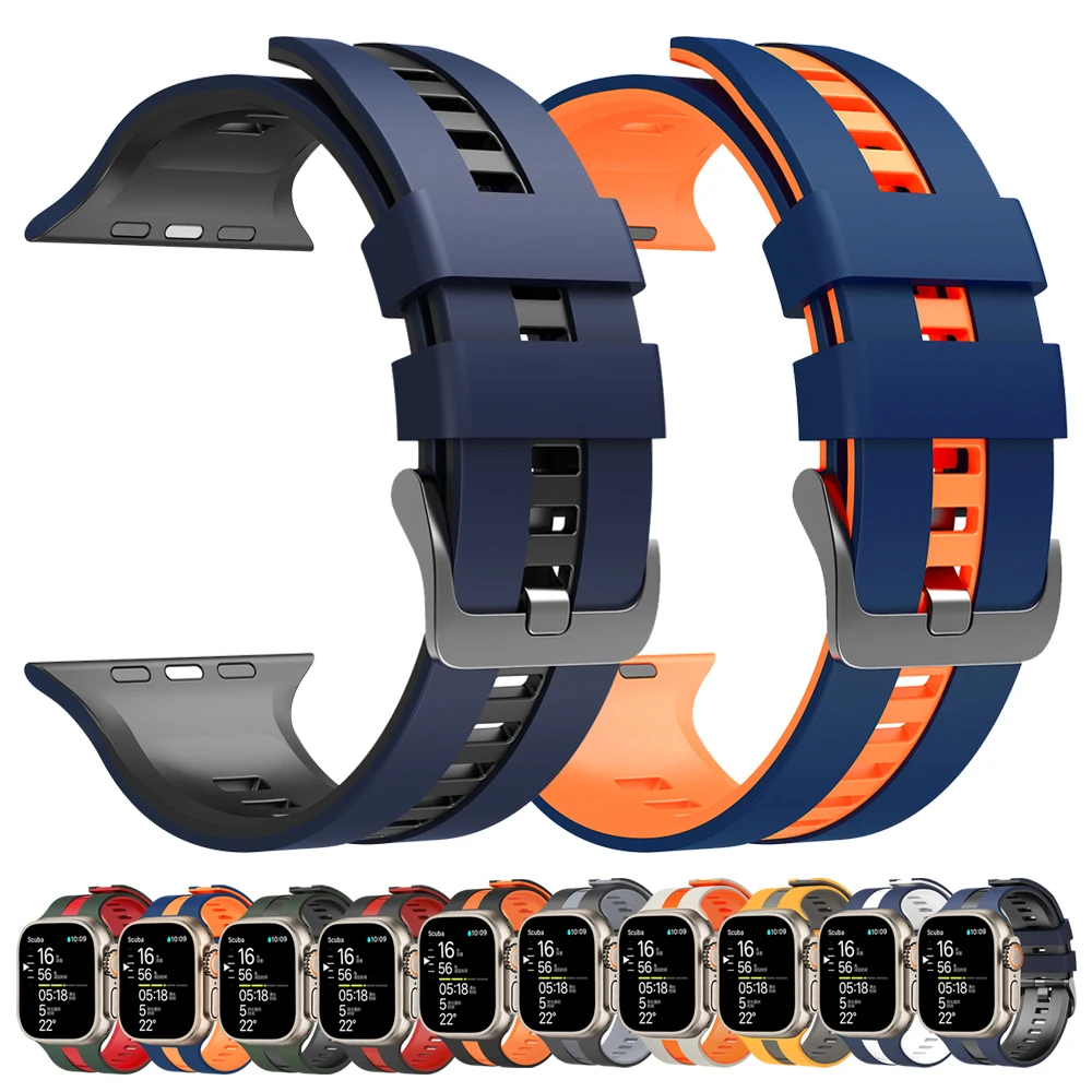 Silikonarmband für Apple Watch Serie 11 10 Armband 44mm 45mm 46mm 49mm Sportarmband iWatch 8 7 6 5 4 3 SE 9 Ultra 2 3 Uhrenarmbänder
