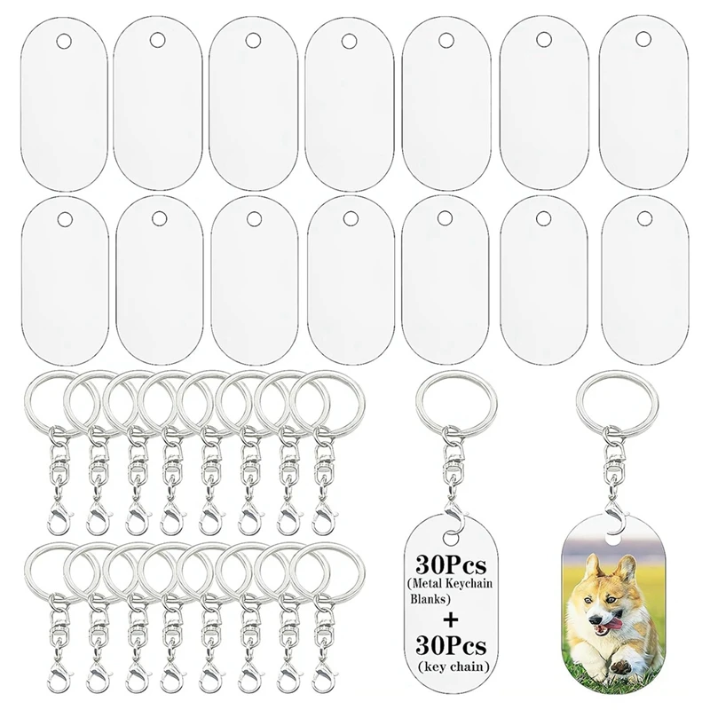 Blancs de porte-clés de sublimation en métal, ébauches en vrac pour porte-clés, ébauches d'ornement de sublimation double face