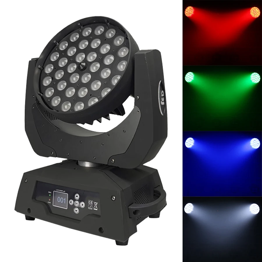 Led Moving Head Wash Zoom 36×18W rgbwa+uv Stage Light 6in1 Dyeing Effect dmx controller HD Touch Screen Professional Wedding dj