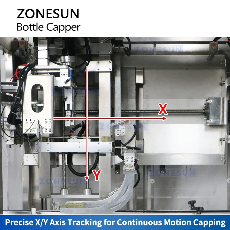 ZONESUN Tappatrice automatica per bottiglie Tappatrice a vite Tappatrice servo Tappatrice a movimento continuo ZS-XG23