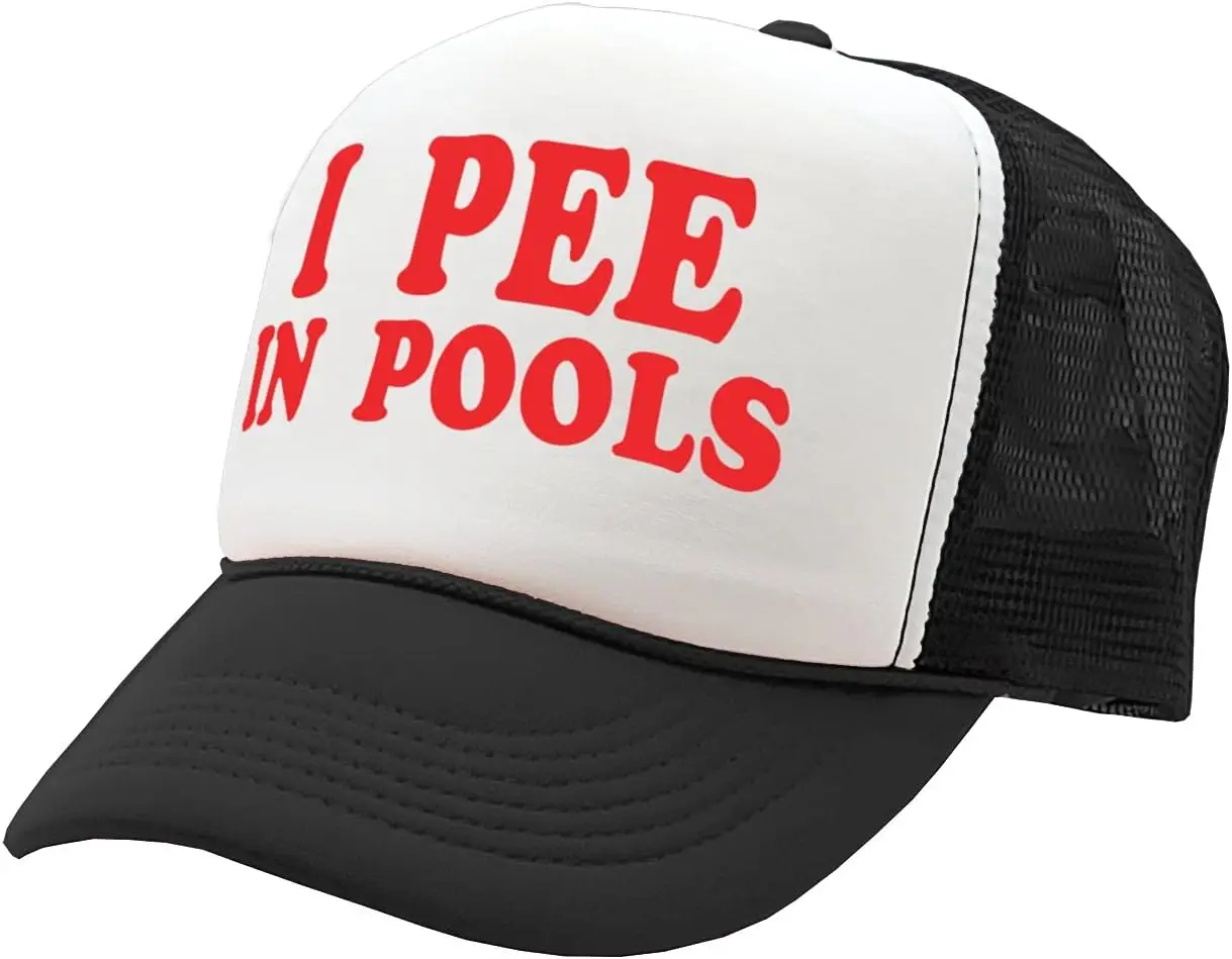 I Pee in Pools - Funny Dare Gag Gift Joke - Vintage Retro Style Trucker Cap Hat