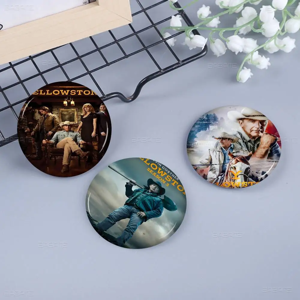 

Popular TV Series-Yellowstone Vintage Creative Pins Funny Smiley Faces Round Brooch Badge Backpack Hat Accessories Jewelry Gifts