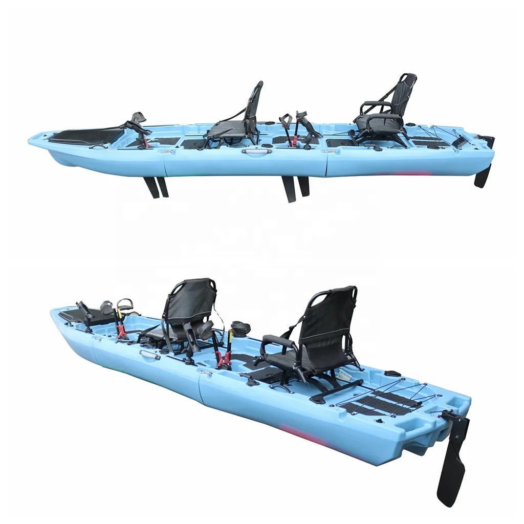 2 Person Modular Pedal Fishing Kayak With 360 Swivel Seat 4.2m Wholesale Sea Touring Detachable Kayak For Sale