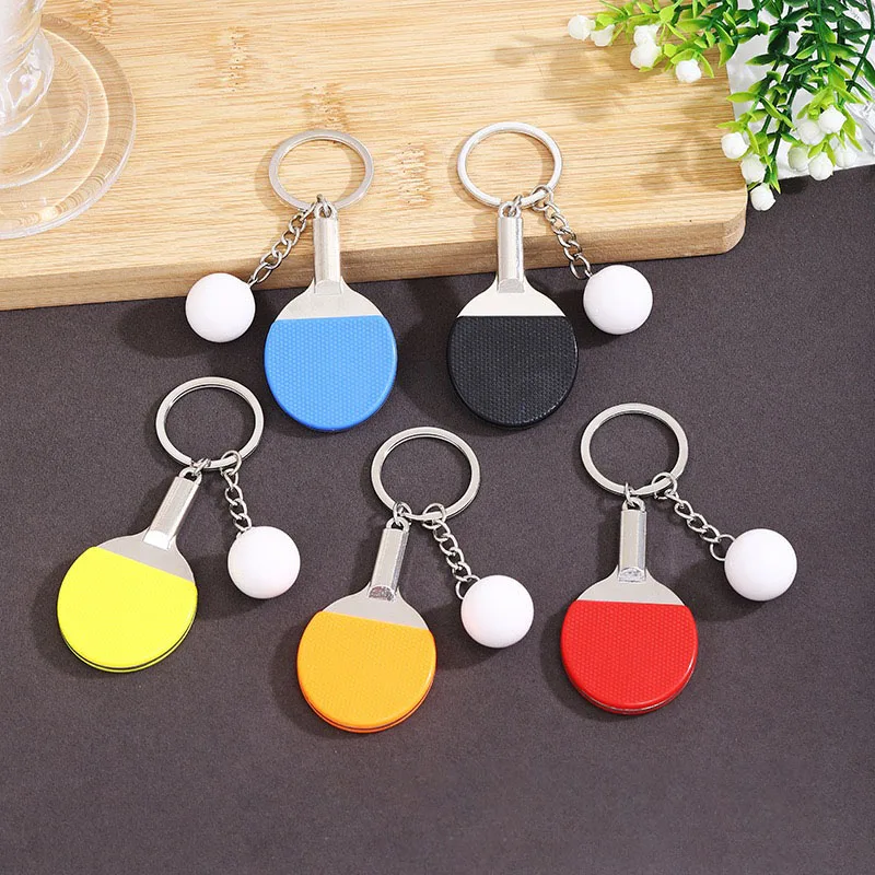 Modischer Mini-Tischtennisschläger Schlüsselanhänger Unisex Sporttasche Auto-Schlüsselanhänger 4 Farben Lustiges Geschenk für Freunde Zubehör