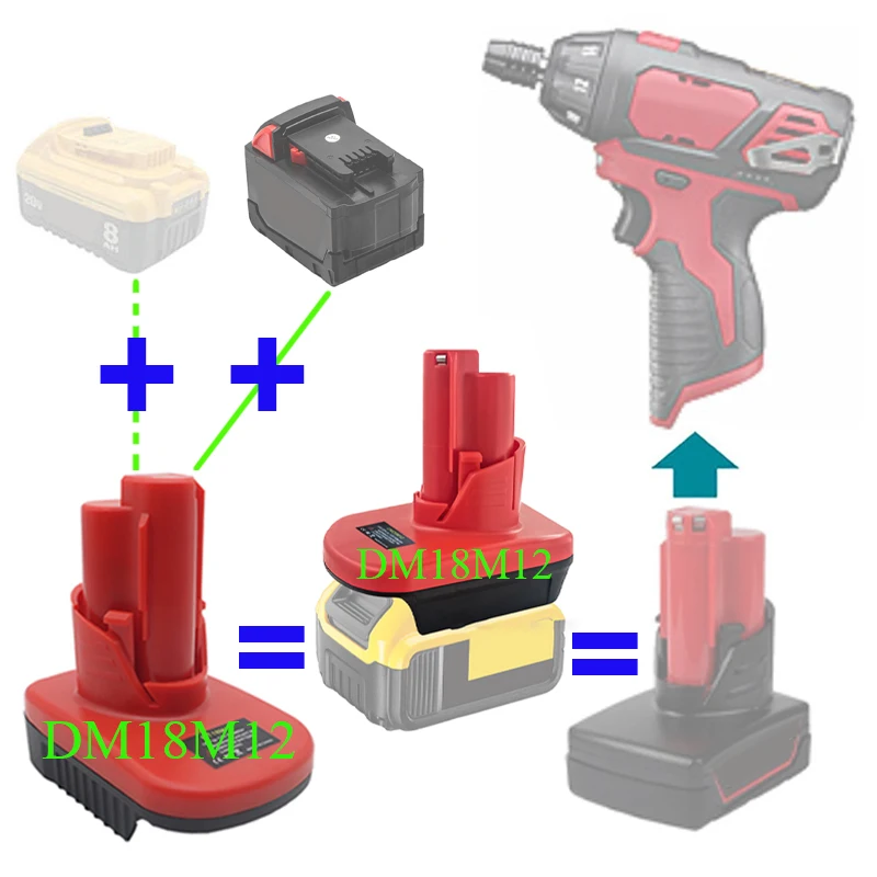 MT18M12 DM20M12 Adapter Converter For Makita For Dewalt 18V 20V For M18 Lithium Ion Battery For Milwaukee 12V For M12 Power Tool