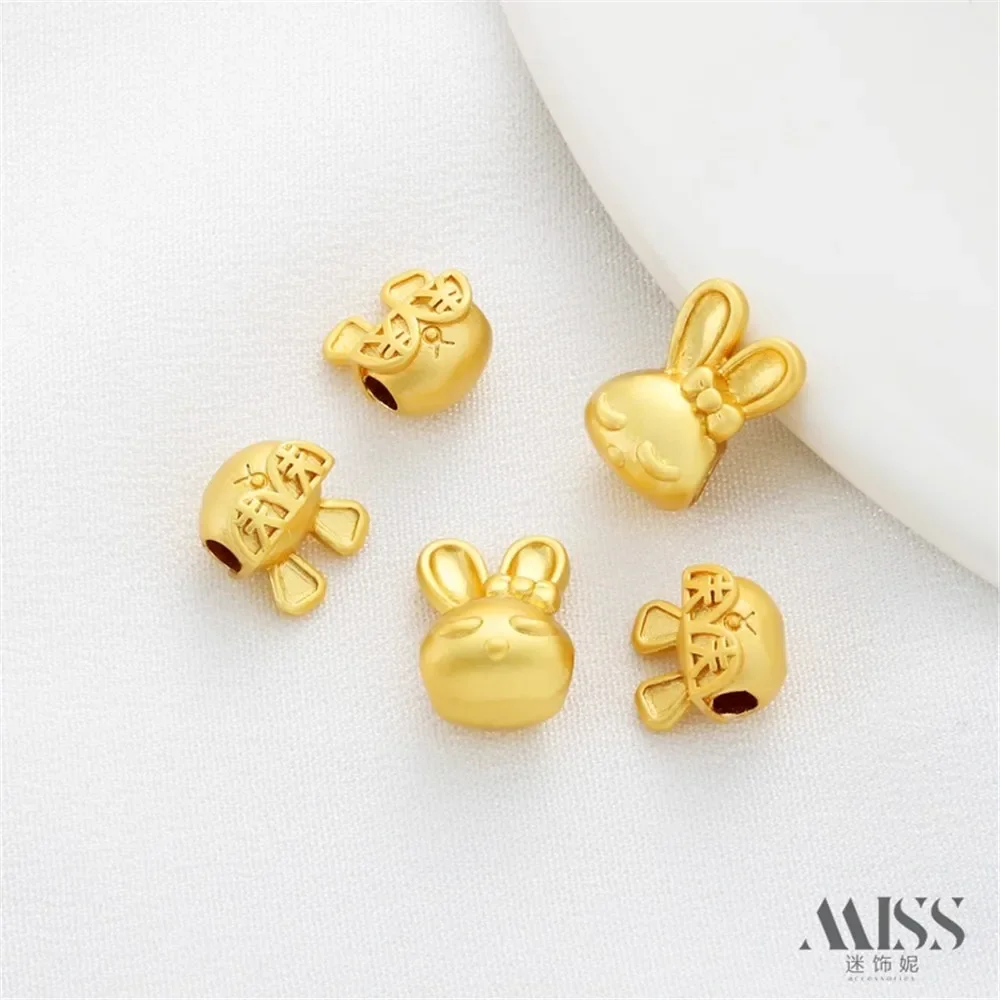 Bolsa de oro de 18 quilates, Color dorado mate, abanico para dinero, conejo rico, agujero grande, cuentas, Diy, cuerda trenzada, pulsera, collar, accesorios