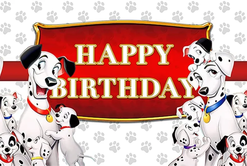 White 101 Dalmatians Dogs Backdrop for Birthday Party Supplies 101 Dogs Banner for Party Decoration Baby Shower Photo Background