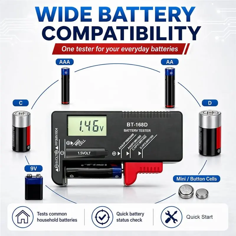 RABIT AS59~ Battery Tester Household Batteries Digital Battery Checker For AA AAA C D 9V 1.5V Button Cell Batteries