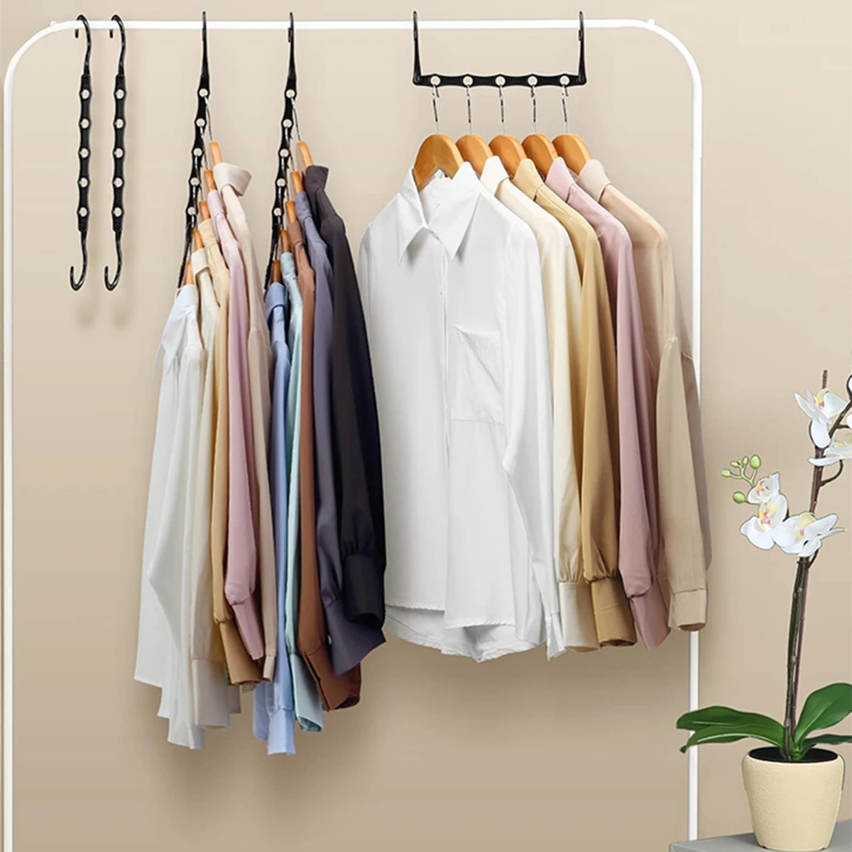 Multifunctional Hook Space Saving 5-hole Plastic Hanger Simple Folding Windproof Hanger Suitable Apartments Dormitories Families