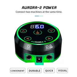Aurora 2 Tattoo Power Supply with AC Adapter Dual Input - Touchscreen, LED Screen & Color LED for Rotary & Coil Tattoo Machine