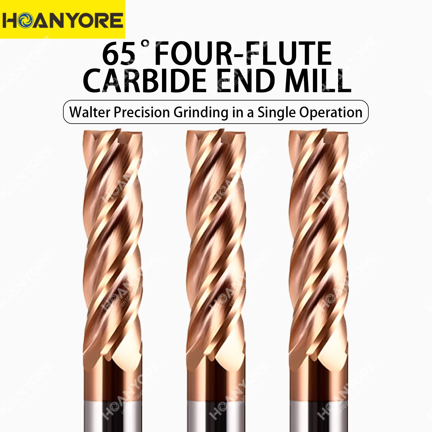 

65-degree 4-flute carbide end mill for stainless steel; CNC flat-bottom straight-shank end mill with high-hardness shank