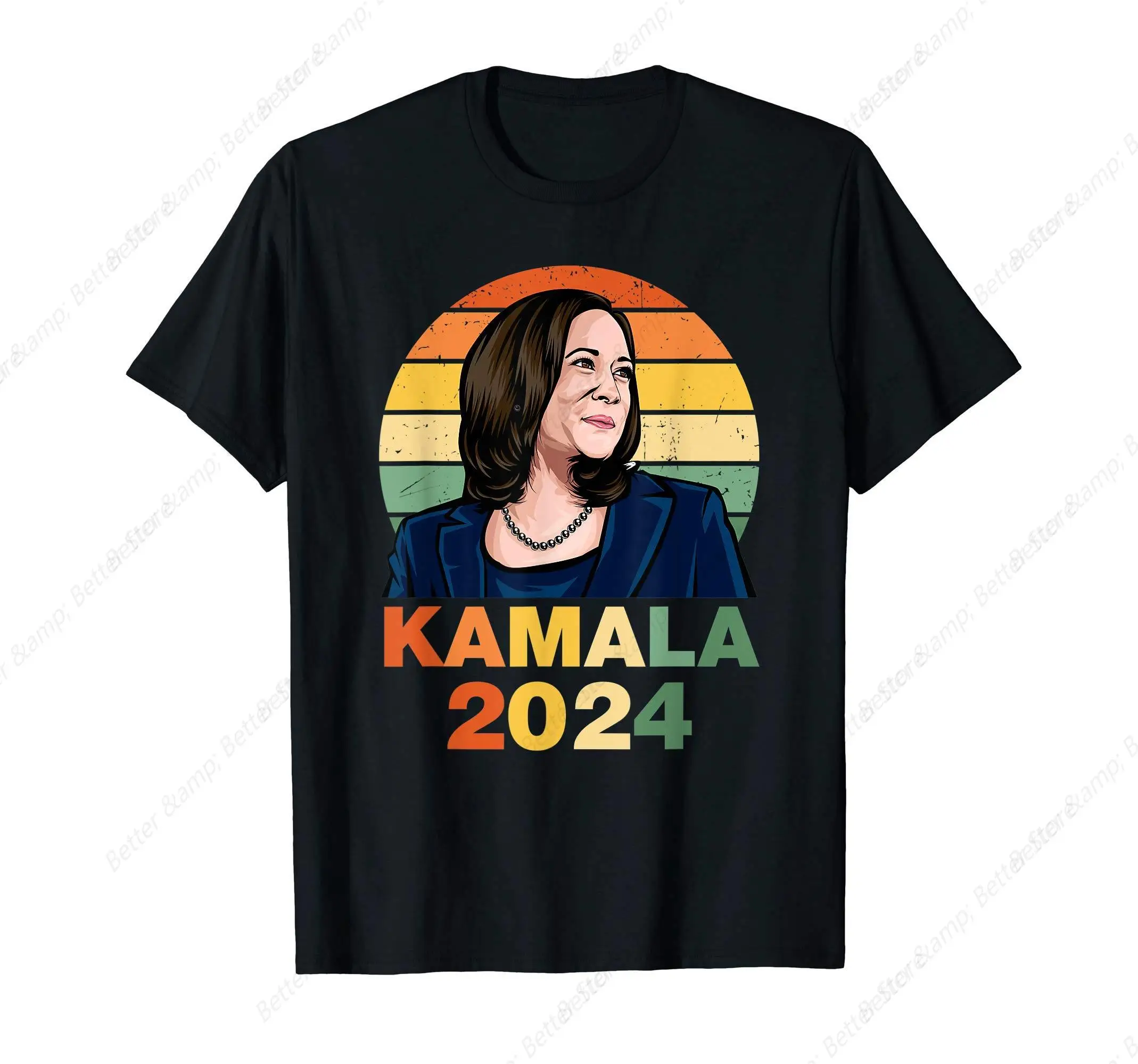 Kamala Harris per il presidente 2024 t-shirt retrò tramonto