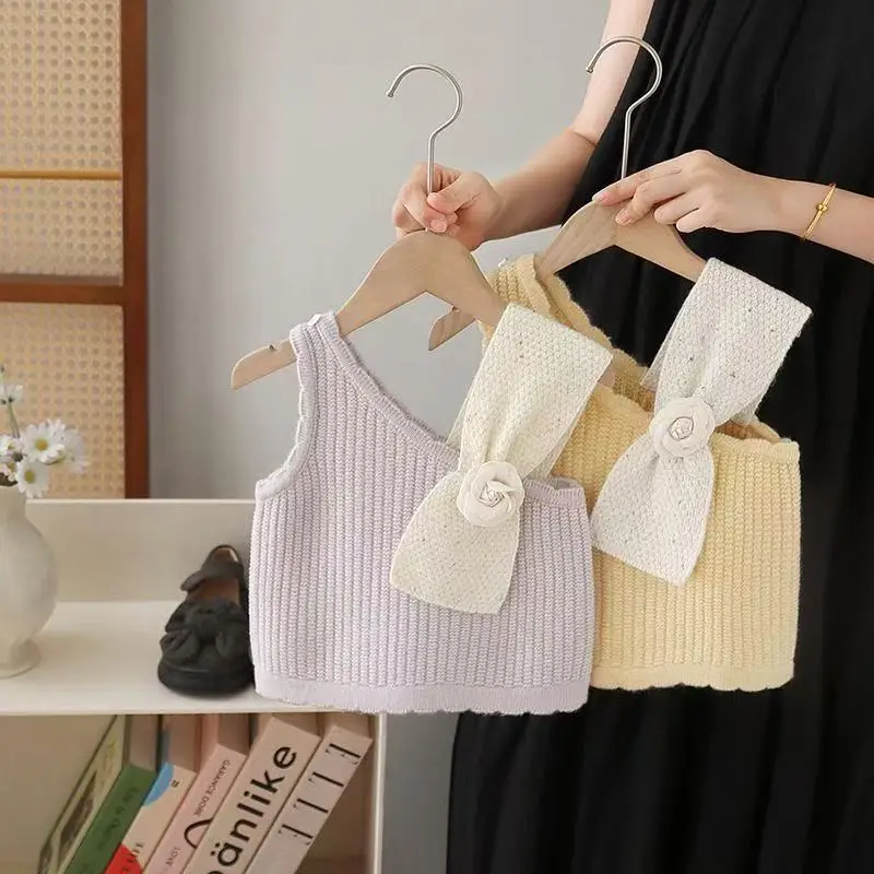 

6M-6 Years Kids Bow Knit Vest Winter 2026 New Fashion Bowknot Cardigan Baby Girl Warm Sweater 80-120cm