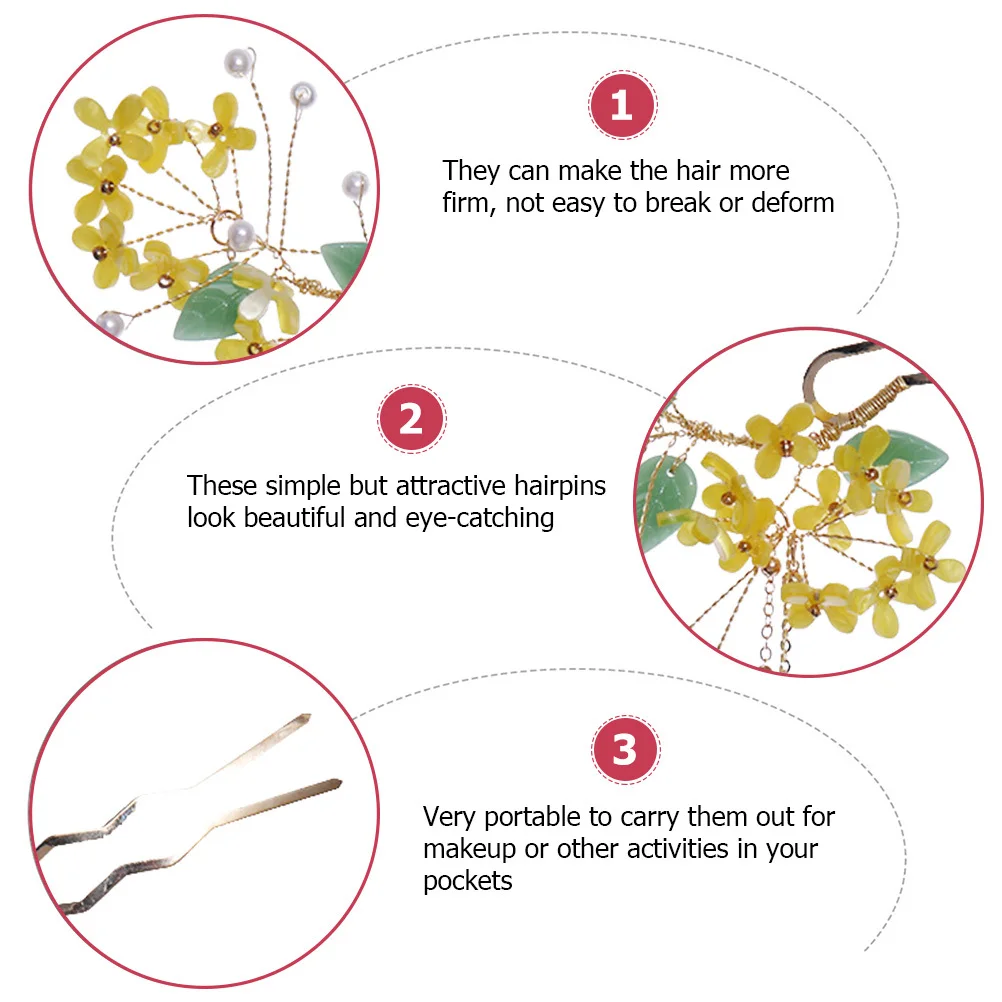 

Винтажная заколка для волос с кисточкой и цветком, палочка для волос, длинная фиксация, твердый нескользящий инструмент для укладки для женщин, аксессуары для волос