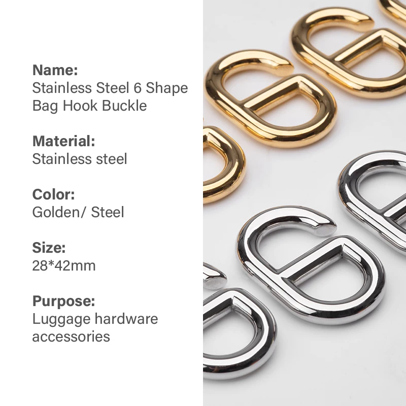 WUTA Stainless Steel Center Bar Adjuster Buckle Fashion 6 word Hook Clasp for Bag Backpack Shoulder Strap Belt DIY Leather Craft
