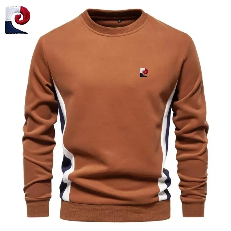 

Новый мужской высококачественный хлопковый пуловер с длинными рукавами и круглым вырезом для осенней и зимней моды, повседневный, теплый и универсальный топ.