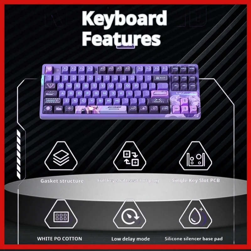 VGN V87 Pro Mechanical Gaming Keyboard Tri-mode Wireless Usb Dynamic RGB Ergonomics Pc Gamer Gift Win Mac Esports keyboard,Black