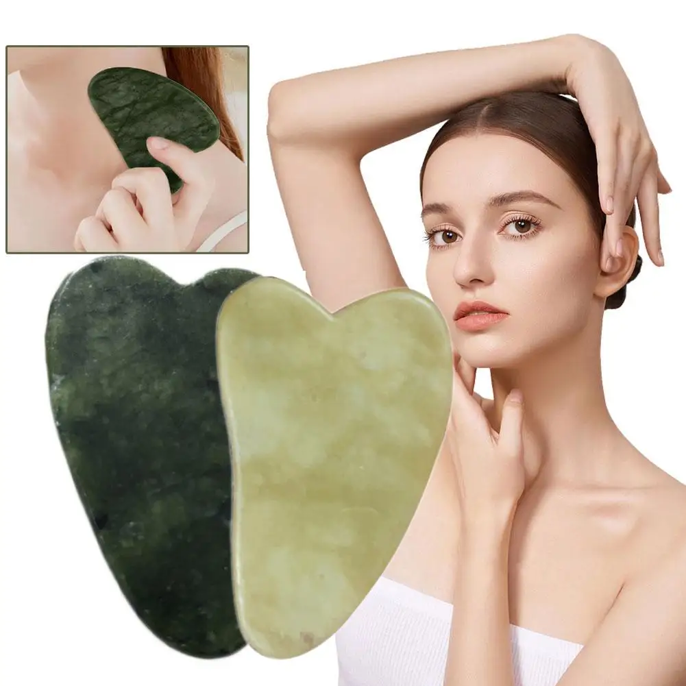 2/3PCS Jade Gua Sha Board Heart-Shaped Gua Sha Facial Tool, Gua Sha แบบดั้งเดิมขูดนวดหินหยกสำหรับนวดหน้า