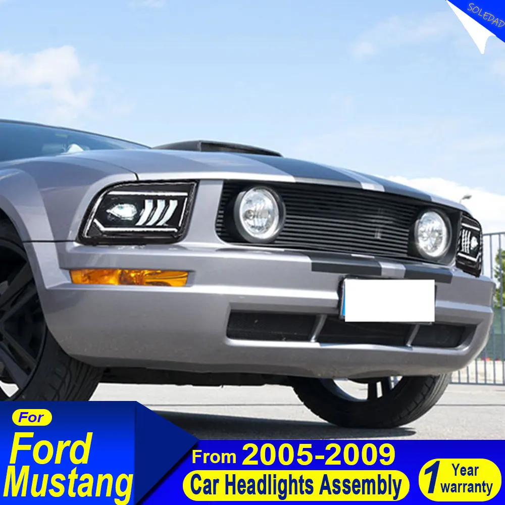 

for Ford Mustang Head Lights 2005 2006 2007 2008 2009 Mustang DRL Turn Signal High Beam Projector Lens A pair Car LED Headlights