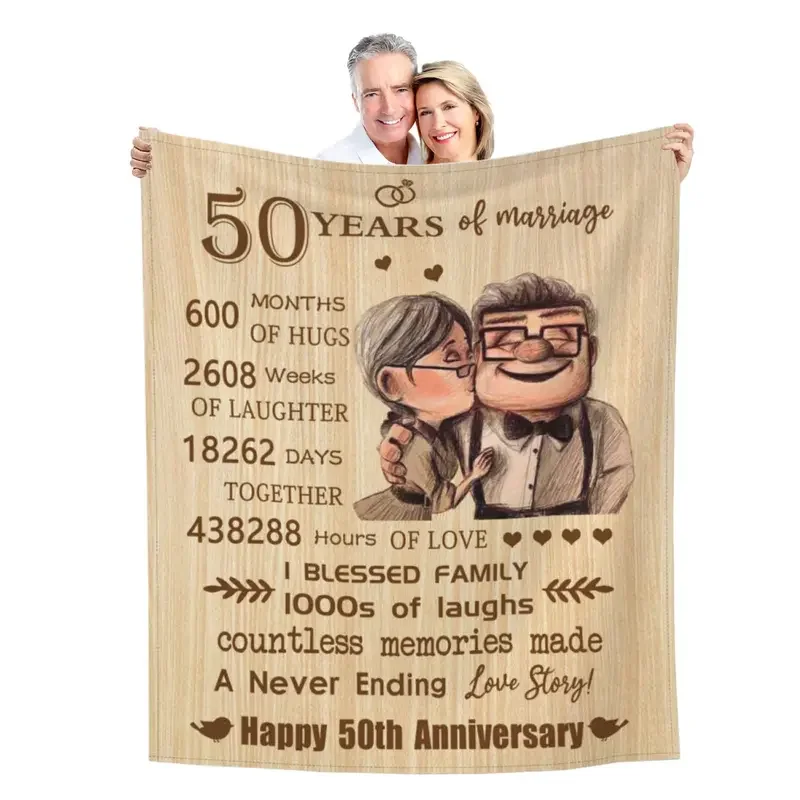 50th Anniversary Blanket Gifts for 50th Wedding Anniversary Golden 50 Years Marriage Gifts Dad Mom Grandpa Grandma Husband Wife