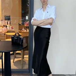 Summer New Style Acetate Satin High-end Skirt Mid-length Slim High-waisted Fishtail Skirt for Women