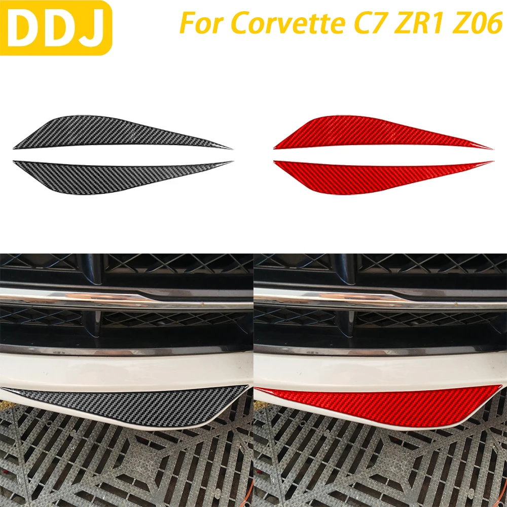 For Chevrolet Corvette C7 ZR1 Z06 2014-2019 Car Accessories Carbon Fiber Front Lip Bumper Wind Knife Panel Cover Trim Sticker