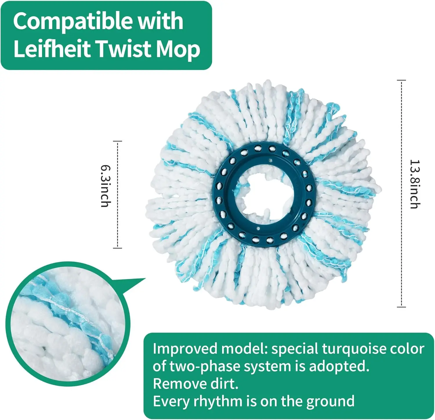 Clean Twist Disc Mop for Leifheit,Mop Head Clean Twist Disc Mop Micro Duo,Clean Twist Disc Mop Ergo and Combi Disc Mop Leifheit