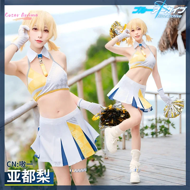 Toyomi Kotor/Nekozuka Hibik 치어 리더 유니폼 블루 아카이브 코스프레 의상 할로윈 정장 의류 애니메이션 의상 여성