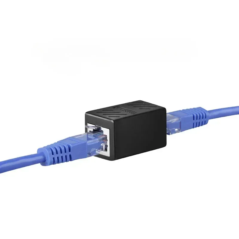 2 szt. Złącze RJ45 łącznik kabel Ethernet LAN Inline Cat7/Cat6/Cat5e przedłużacz kabla Ethernet Adapter łącznik żeński czarny