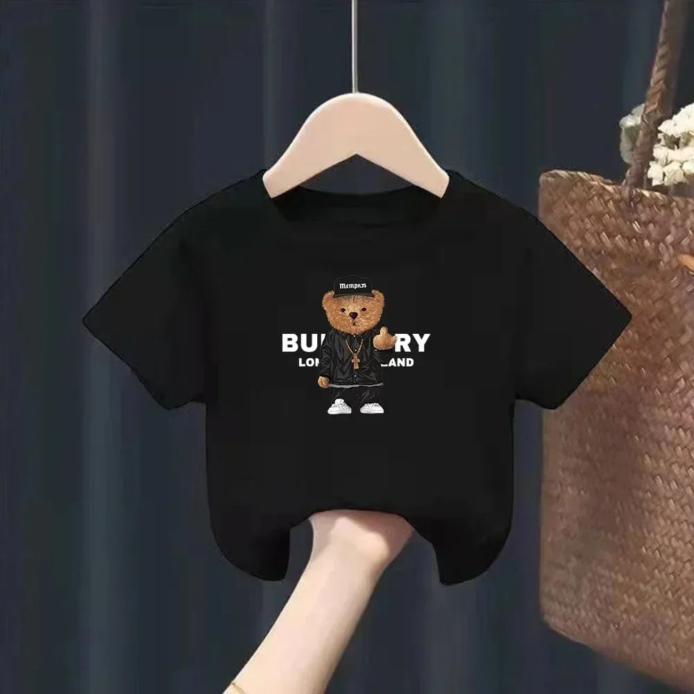 Funny Bear Fashion Print Brand Kid T-shirts Children Baby Short Sleeve Harajuk Tees Boy Girl Kawaii Tops Gift Summer Clothing