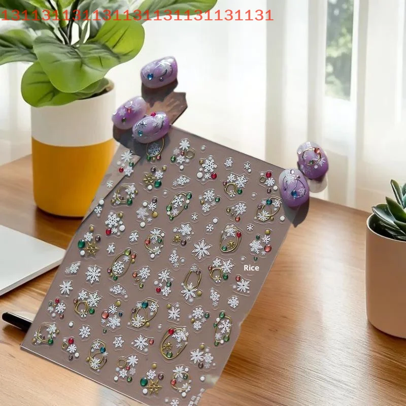 جميلة عيد الميلاد نمط نابضة بالحياة البولكا نقطة الثلج مسمار ملصقات فنية المرأة مسمار الفن طباعة تنقش ملصقات لهجات الأظافر الموسمية #1