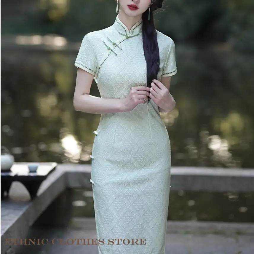 

Vintage Classic Women's Cheongsam Sexy Lace Slim Qipao Traditional Chinese Style Dress Ethnic Style Vestidos Oriental Costume