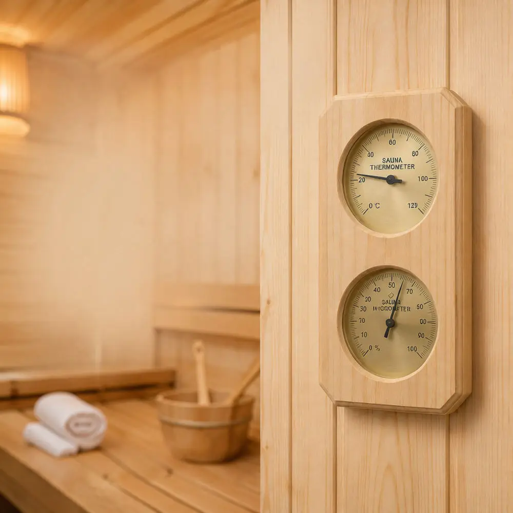Wooden Sauna Temperature Humidity Gauge Wall Mounted Indoor Meter For KT Home Room Climate Measurement Tool