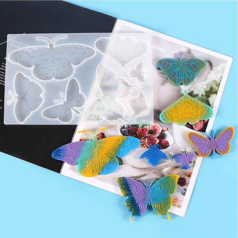 

2PCS Butterfly Epoxy Resin Mold Silicone Pendant Craft Making Reusable Compatible White Jewelry Accessories Crafts