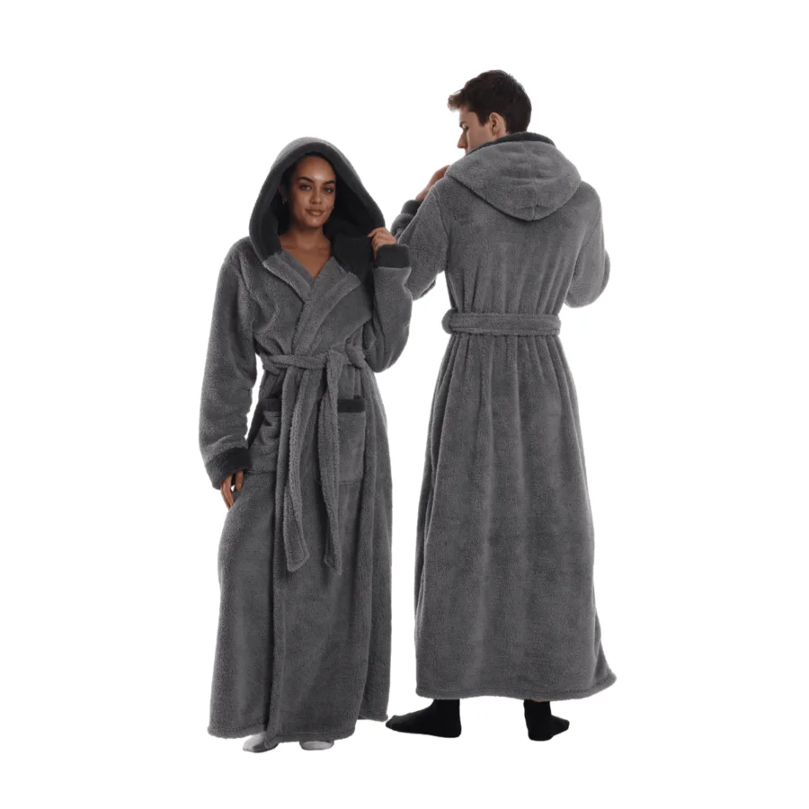 1PC Solid Color Wearble Blanket TV Blanket Outdoor Cold-Proof Hooded Loungewear Long Sleeve Thickened Hooded Bathrobe Loungewear