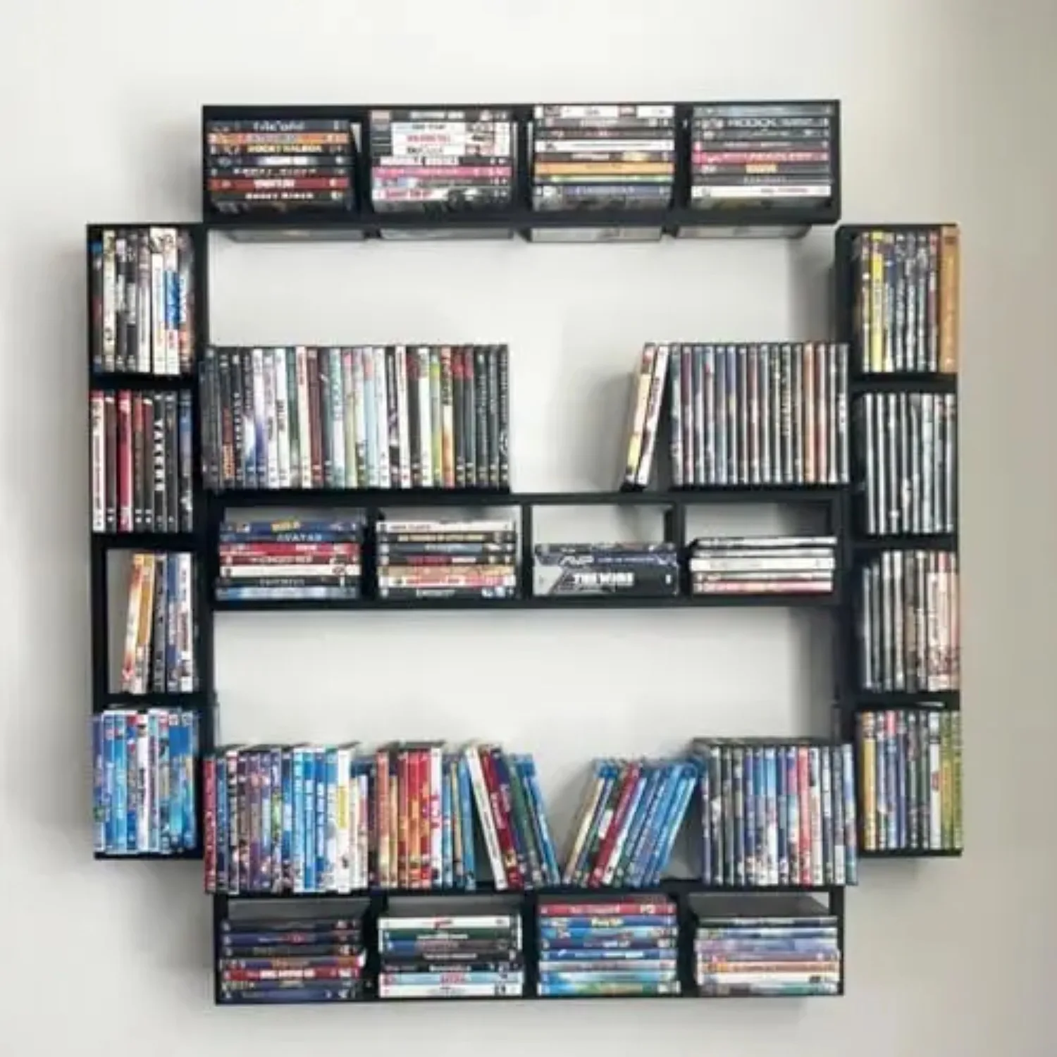 5Pcs Wall Mount 34 Inch Media Storage Rack | CD DVD Organizer, Metal Shelf, Open Kids' Bookshelf, For Store CD DVD and